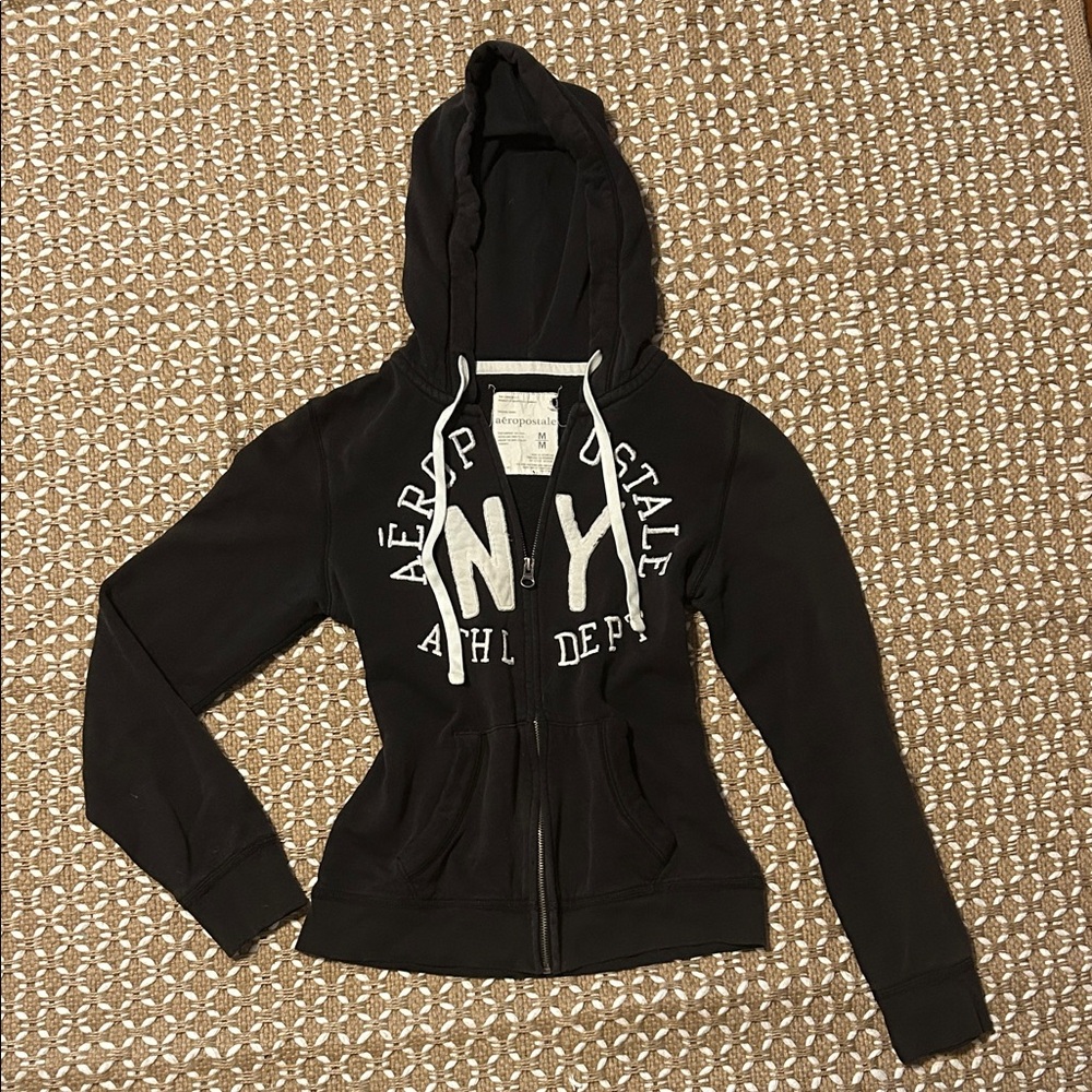 Aeropostale Y2K Women's Black Zip-Up Hoodie